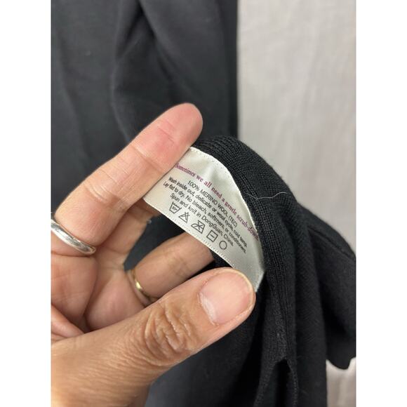 MM Lafleur womens M merino wool long line open front black cardigan sweater - Picture 3 of 7